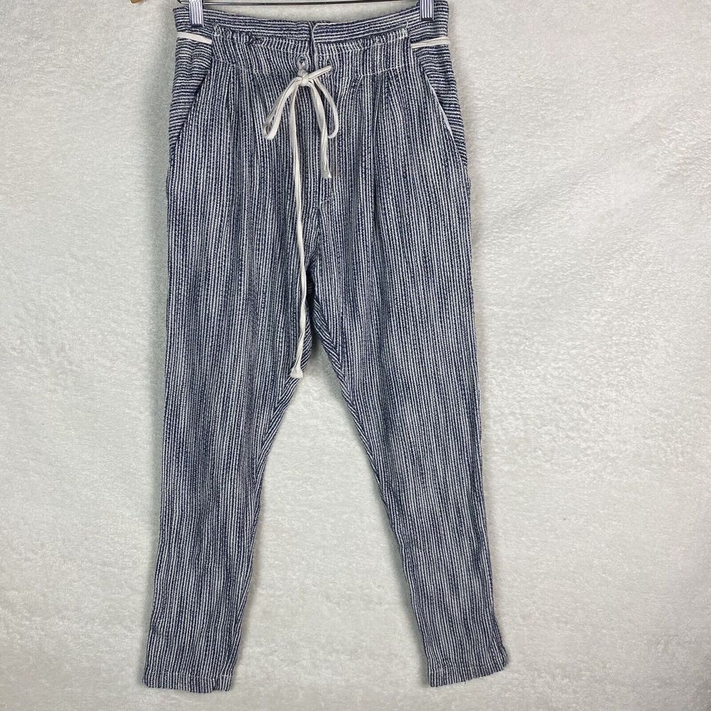 Free People‎ Light At Sunrise jogger harem Trousers Blue Striped Size 0